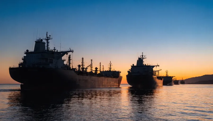 грузовое судно, закат, логистика, морской, морской транспорт, океан