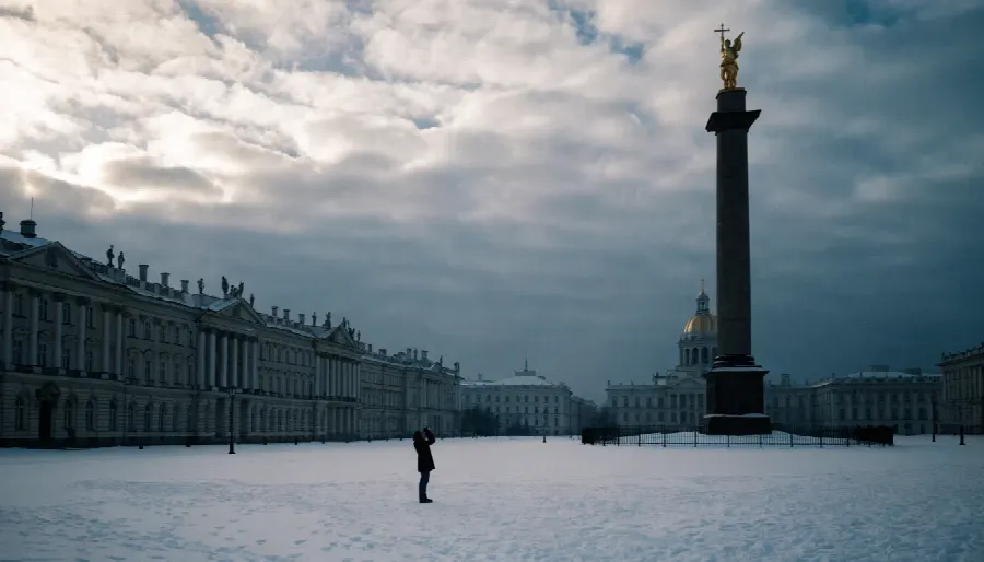 Санкт-Петербург, александровская колонна, архитектура, городской пейзаж, дворцовая площадь, зима